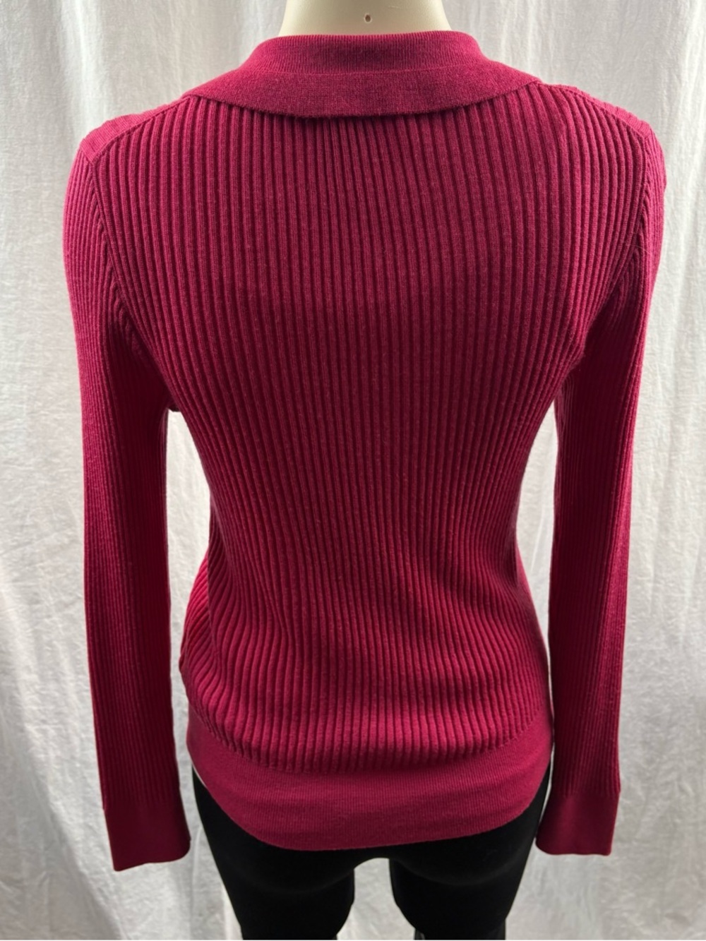 J.Crew Pink Ruffle-collar Ribbed Merino Wool Sweater M - Picture 3 of 11